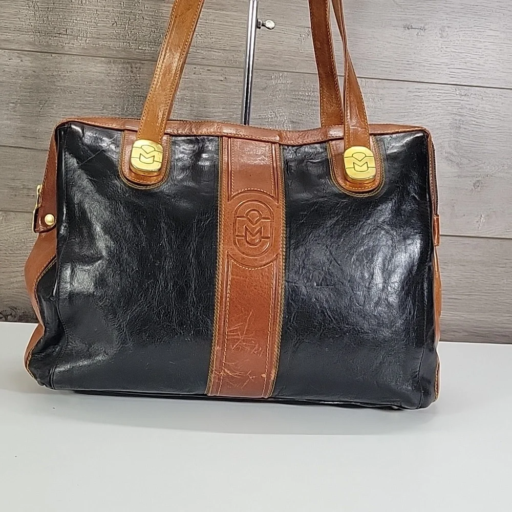 Vintage Marino Orlandi Black/Brown Large Leather Bag